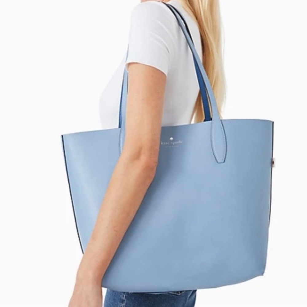 ❄️NWT 🐧 Kate Spade blue large tote ❄️ 🐧 arctic friends Reversible - Picture 4 of 13